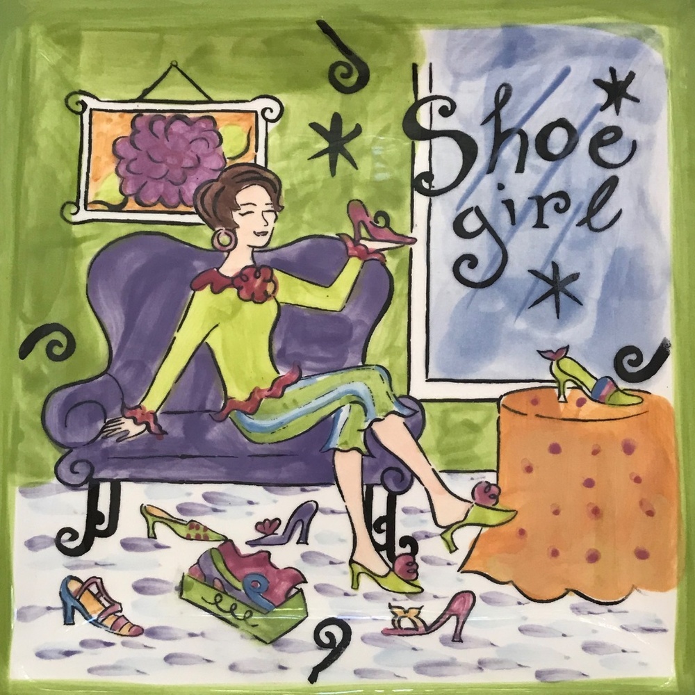 Whimsical “Shoe Girl” Ceramic Plate Jennifer Brinley Certified International - Picture 2 of 14